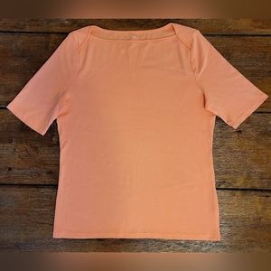 Talbots 100 Pima Cotton Bateau Neck Tee Size M